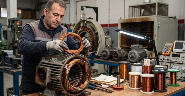 bir ustanın motor teli sarım yapım anı